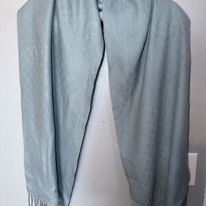 Fraas Pale Blue Jacquard Fringe Scarf